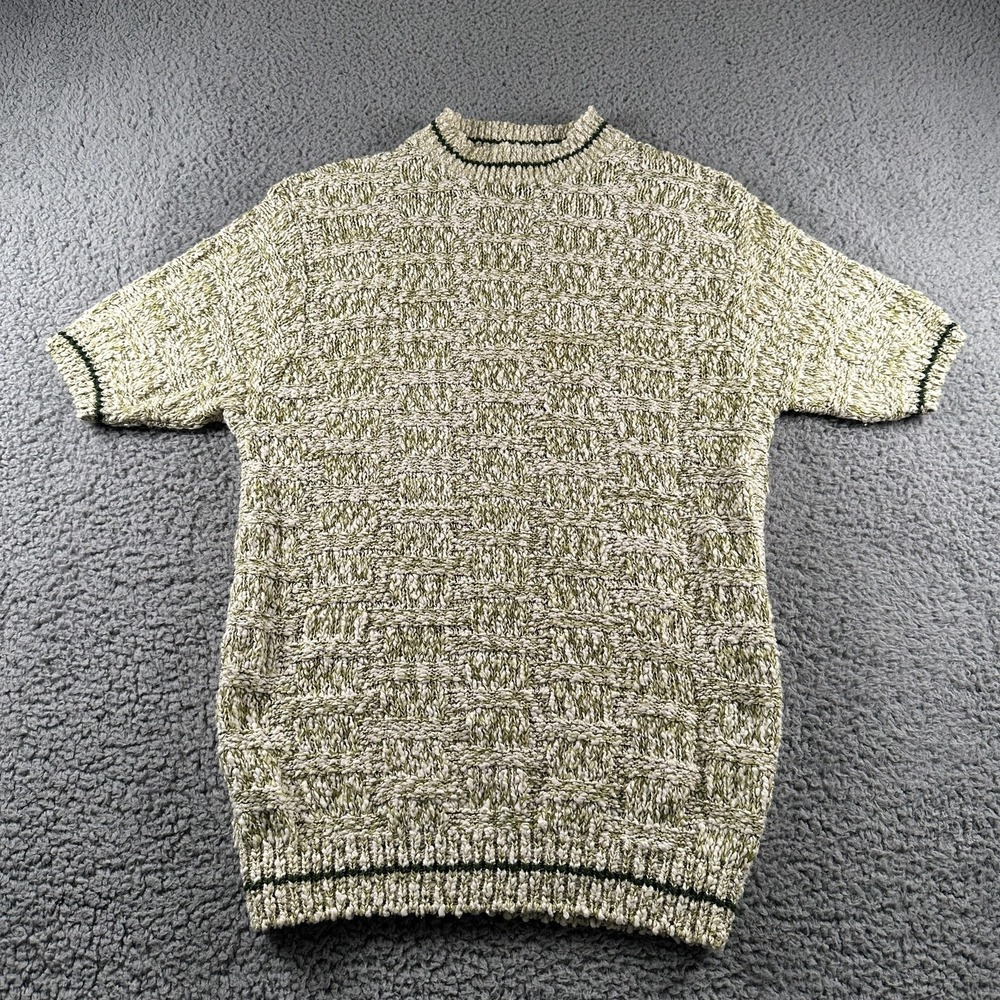 Vintage‎ Kings Road Sweater Mens Medium Green Textured Short Sleeve Sears 70s